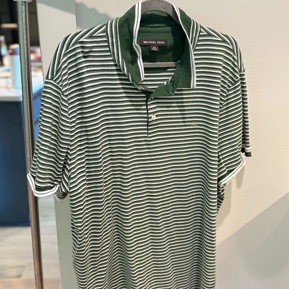 Men's Michael Kors Polo- Green Stripe XXL